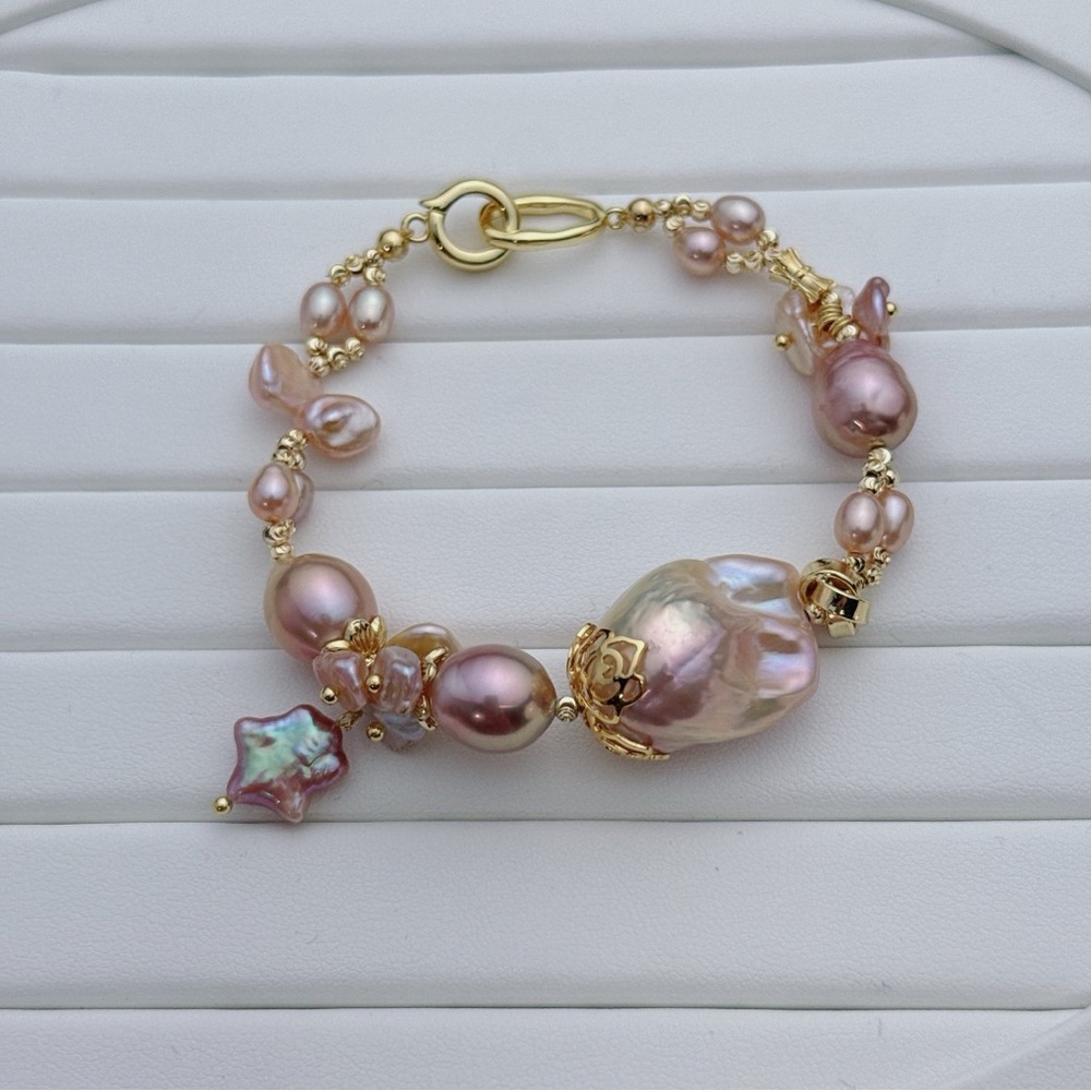 B160 Handmade Freshwater Baroque Pearl Bracelet